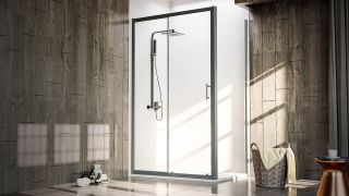 Душевой уголок Veconi Rovigo RV-072B, 1500х700х1900 черный, стекло прозрачное